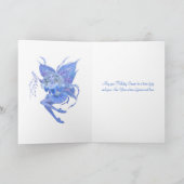 Fantasy-kerstWenskaart - Blue Fairy Feestdagen Kaart (Binnen)
