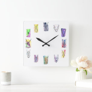 Fantasy Ketting Art Vierkante Klok