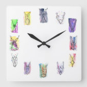 Fantasy Ketting Art Vierkante Klok (Voorkant)