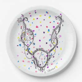 Fantasy Ketting met kleurrijke Stippen Papieren Bordje