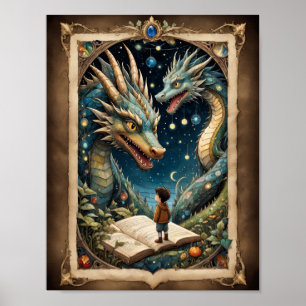 Fantasy kind en draken boeken poster