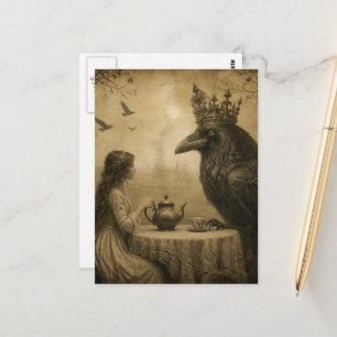 Fantasy Kind en een Koninklijke Raven Theepartij Briefkaart