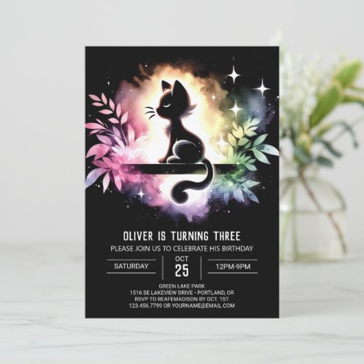 Fantasy Kinder kattenverjaardag Kaart (Staand voorkant)