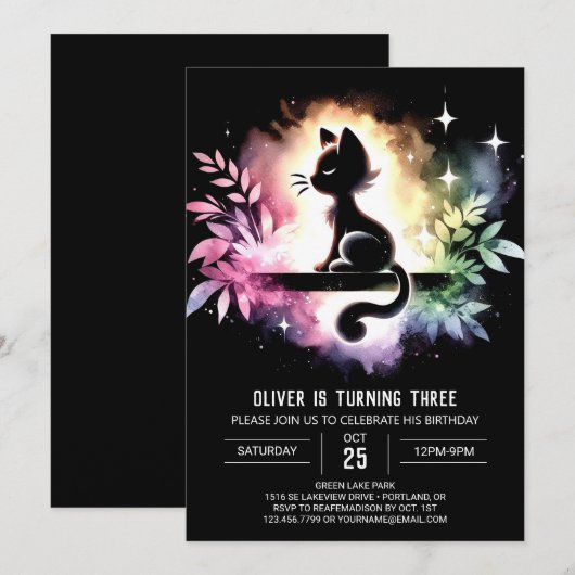 Fantasy Kinder kattenverjaardag Kaart (Voorkant / Achterkant)