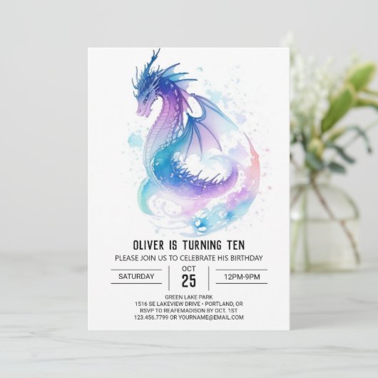 Fantasy Kinderen Mythical Dragon Birthday Kaart (Staand voorkant)