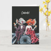 Fantasy Kissing Fish viert gelukkige verjaardag Kaart (Gele Bloem)