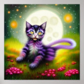 Fantasy kitten en maan poster (Voorkant)