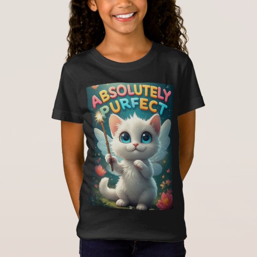Fantasy Kitten Met Sprookjesvleugels T-shirt (Voorkant)