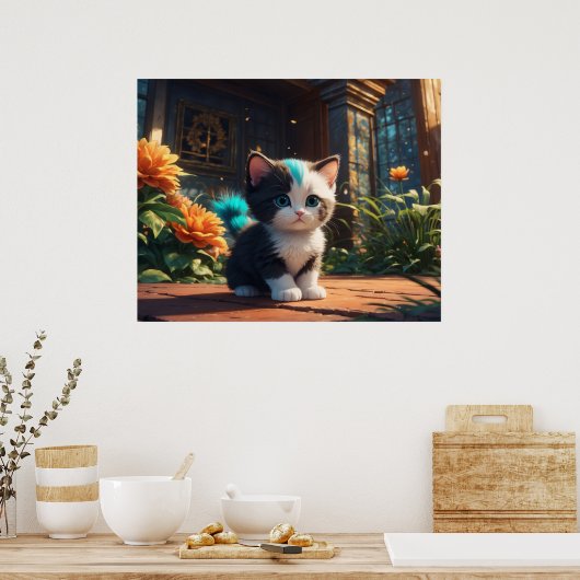 *~* Fantasy Kitty Cat 5:4 katje Poster (Keuken)