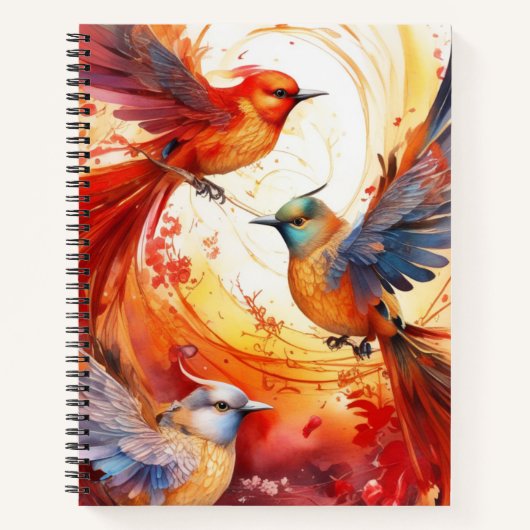 Fantasy Kleurrijk Vogel Notitieboek (Voorkant)