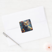 Fantasy Kleurrijke Kat Stickers (Envelop)