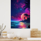 Fantasy Kleurrijke Nacht Poster - Versie 2 (Keuken)