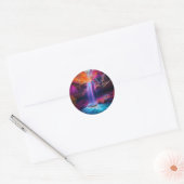 Fantasy kleurrijke waterval ronde sticker (Envelop)