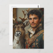 Fantasy Knap man en rendier kerst Briefkaart (Voorkant / Achterkant)