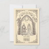 Fantasy Knight Dragon Gothic Wedding Save The Date (Voorkant)