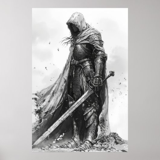 Fantasy Knight Illustratie in de stijl van Ian Mi Poster (Voorkant)