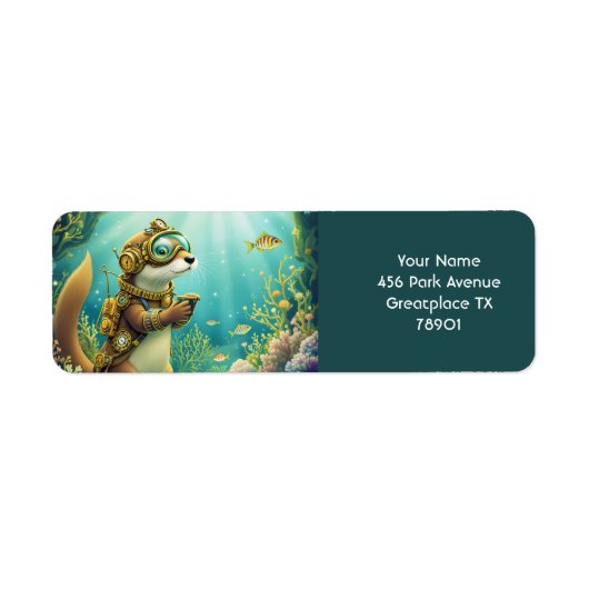 Fantasy Knuffel Otter Steampunk Pakje Etiket (Voorkant)