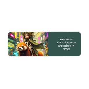 Fantasy Knuffige Wilde Panda Rit Etiket