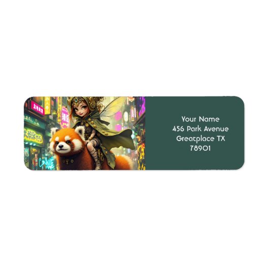 Fantasy Knuffige Wilde Panda Rit Etiket (Voorkant)