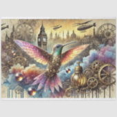 Fantasy Kolibrie Steampunk Landschap Decoupage  Tissuepapier (Voorkant)