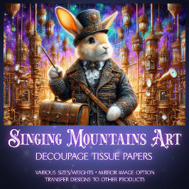 Fantasy Konijn Mechanische Steampunk Decoupage Tissuepapier