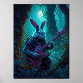 Fantasy Konijn Spelen Gitaar Poster (Voorkant)