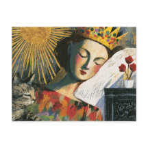 Fantasy Koningin en Haar Kat in Bed