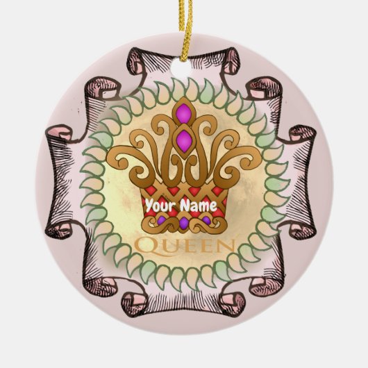 Fantasy Koningin Kroon Keramisch Ornament (Voorkant)