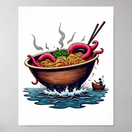 Fantasy Kraken Ramen Monster Bowl Poster (Voorkant)