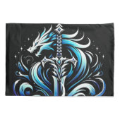 Fantasy krijger mystieke drakenzwaard vlam kussensloop (Achterkant)