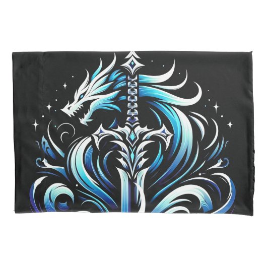 Fantasy krijger mystieke drakenzwaard vlam kussensloop (Voorkant)