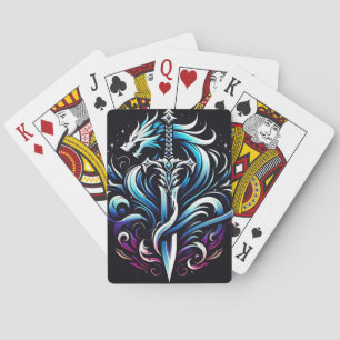 Fantasy krijger mystieke drakenzwaard vlam pokerkaarten
