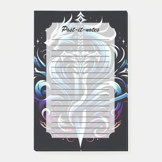Fantasy krijger mystieke drakenzwaard vlam post-it® notes (Voorkant)