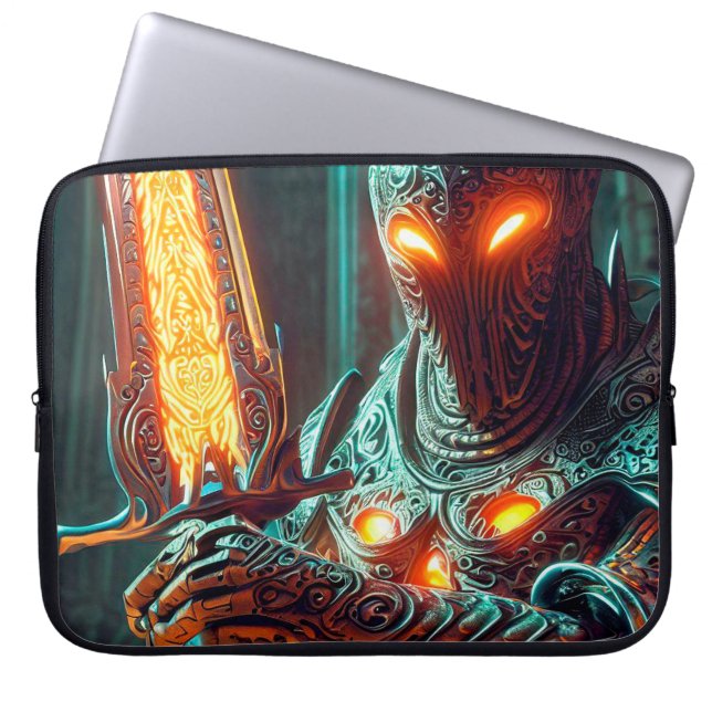 Fantasy krijger robot laptop sleeve (Voorkant)