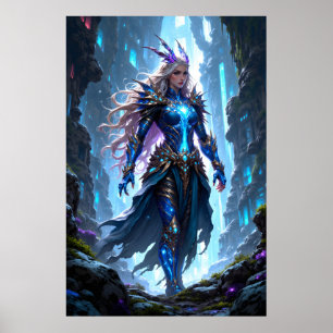 Fantasy krijgsheerkoningin die door een mystieke l poster