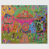 Fantasy Kuna Indiase Mola Tribal Rituele Gift Wrap Cadeaupapier (Vlak)