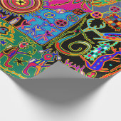 Fantasy Kuna Indiase Mola Tribal Rituele Gift Wrap Cadeaupapier (Hoek)