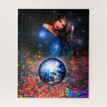 Fantasy kunst puzzel met vrouw en piratenschip