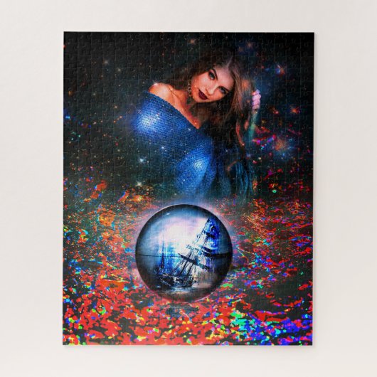 Fantasy kunst puzzel met vrouw en piratenschip legpuzzel (Verticaal)
