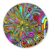 Fantasy-kunst schetsen - Abstracte bloemen 1 Keramische Knop (Voorkant)