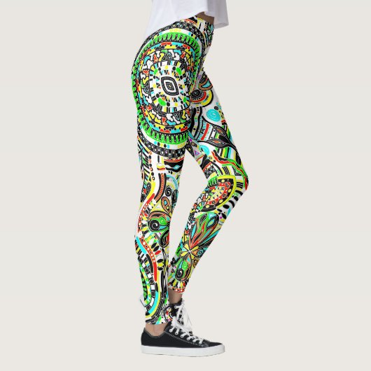 Fantasy-kunst schetsen - Abstracte bloemen 3 Leggings (Rechts)