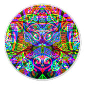 Fantasy Kunst Schetsen - Abstracte Neon Shift 3 Keramische Knop (Voorkant)