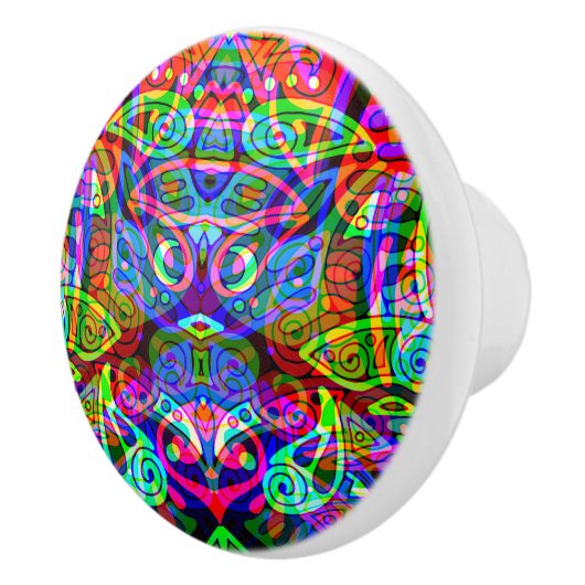 Fantasy Kunst Schetsen - Abstracte Neon Shift 3 Keramische Knop (Rechts)