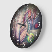 Fantasy-kunst-wandklok 'Draken zitplaats' Grote Klok (Hoek)