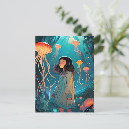 Fantasy kwal woud meisje briefkaart (Staand voorkant)