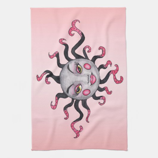 Fantasy Lady Grey Face Pink Lips Cheeks Theedoek (Verticaal)