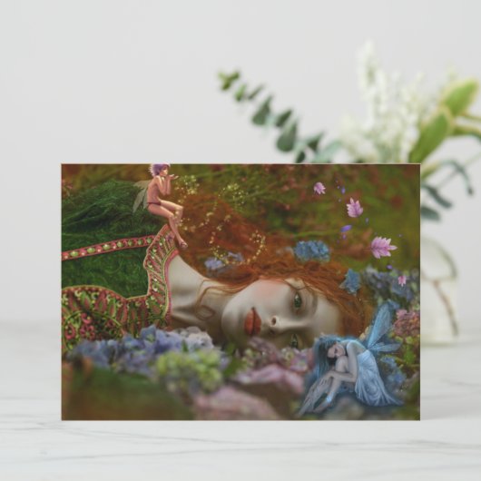 Fantasy Lady in Fairy Garden Kaart (Staand voorkant)