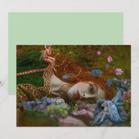 Fantasy Lady in Fairy Garden Kaart (Voorkant / Achterkant)