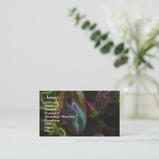 Fantasy Lady Slipper Orchid Flower Visitekaartje (Staand voorkant)