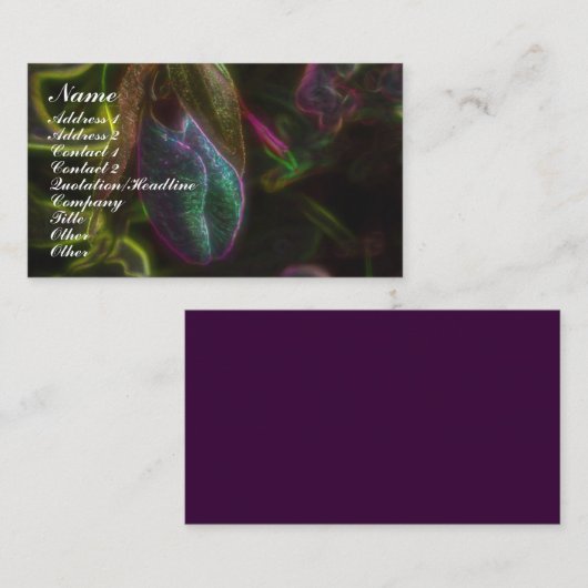 Fantasy Lady Slipper Orchid Flower Visitekaartje (Voorkant / Achterkant)